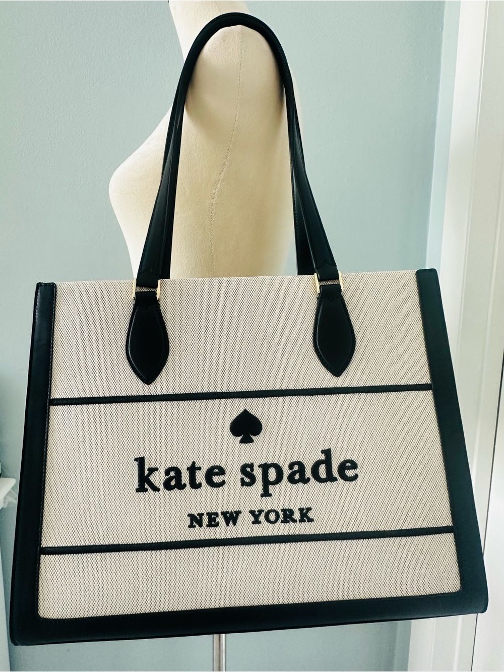 kate spade Black & Cream Logo Canvas Tote